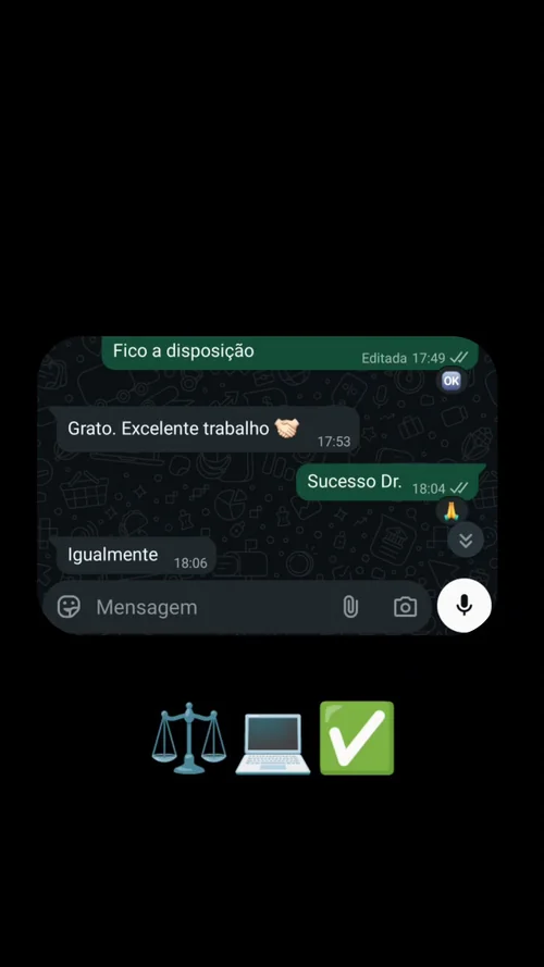 Depoimento de cliente no WhatsApp