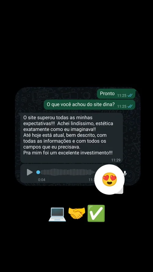 Depoimento de cliente no WhatsApp