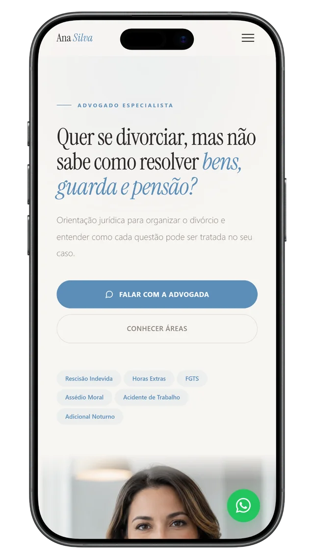 Landing page no celular - Divórcio